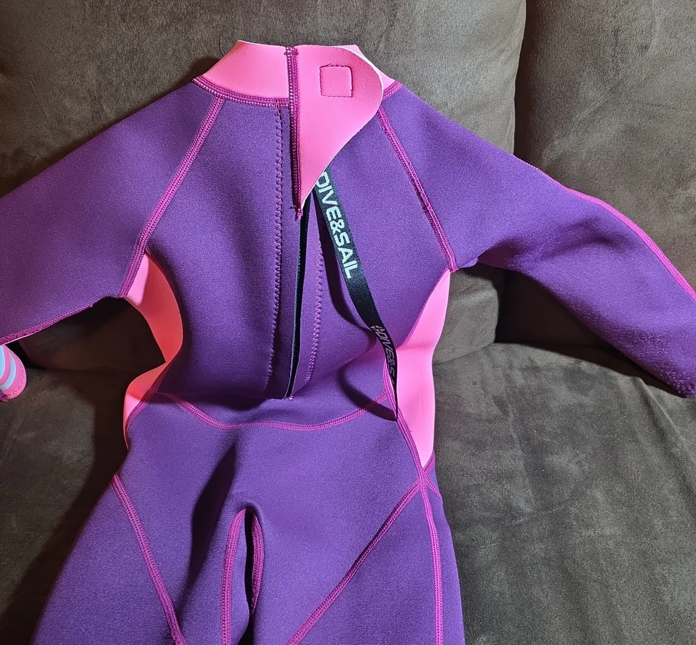 Dive & Sail Wetsuit Kids Medium Pink Purple Excellent 2.5mm Neoprene Full Suit